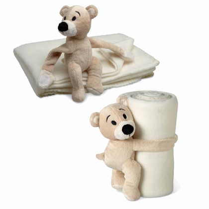 Детско поларено одеяло с играчка плюшено мече, MANTA